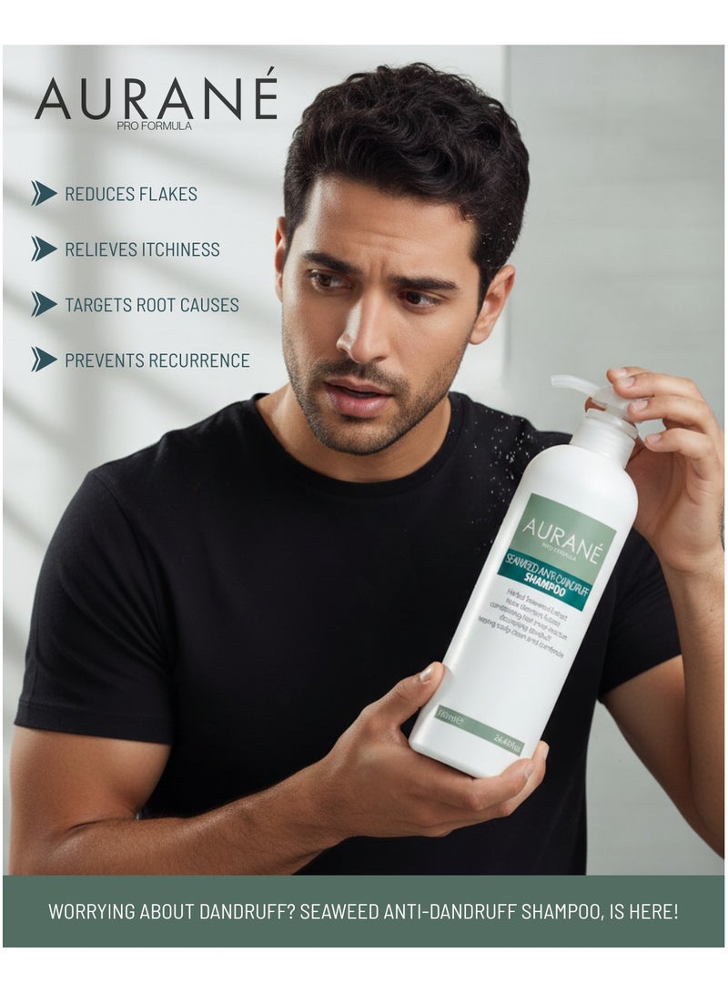 AURANE Seaweed Anti-Dandruff Shampoo 750ml - Professional Hair Care for Dandruff Control - Soothing and Refreshing Formula - Cleanses and Purifies Scalp - Helps Reduce Itching and Flaking - Image 3